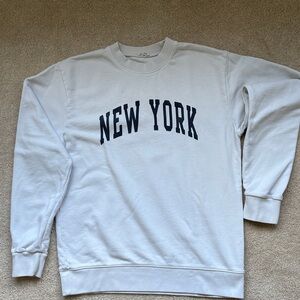 Brandy Melville White 'New York' Crewneck Sweater